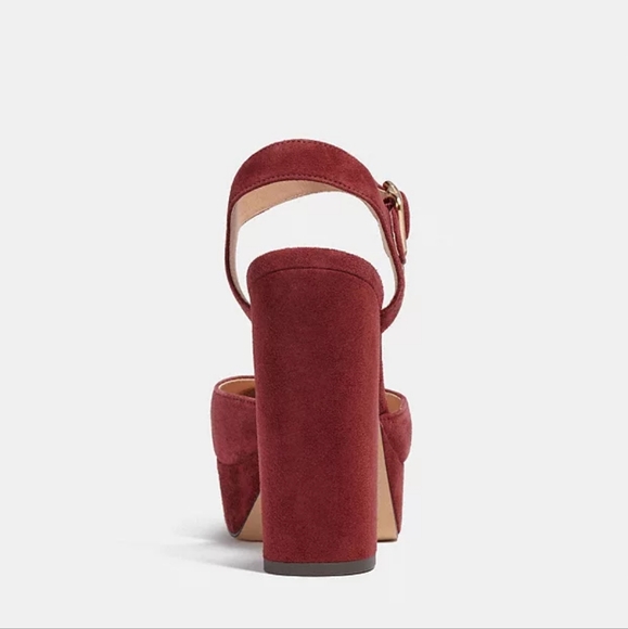 NWTB COACH Isabella suede chunky heel platform pumps size 9 deep red - Picture 5 of 5